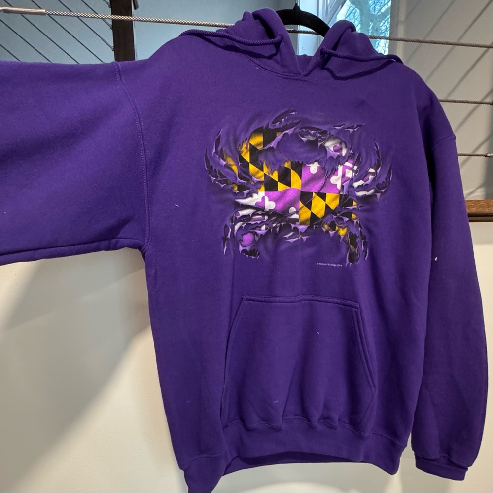 Purple Ravens Hooded Sweatshirt with Maryland Crab Graphic medium - Picture 3 of 6